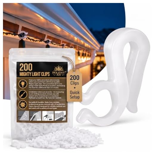 Holiday Joy - 200 Mighty Clip Lights - Quick & Easy Installation of Christmas Lights on Shingles & Gutters - Made in USA (200 Pack)
