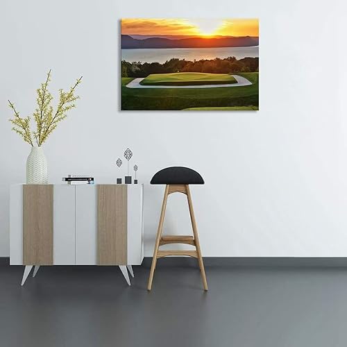 Vista 157 de chenchenArt Arte de pared de campo de golf de Estados Unidos, TPC, Sawgrass Golf Course, impresiones en lienzo, decoración de pared de golf para Rojo