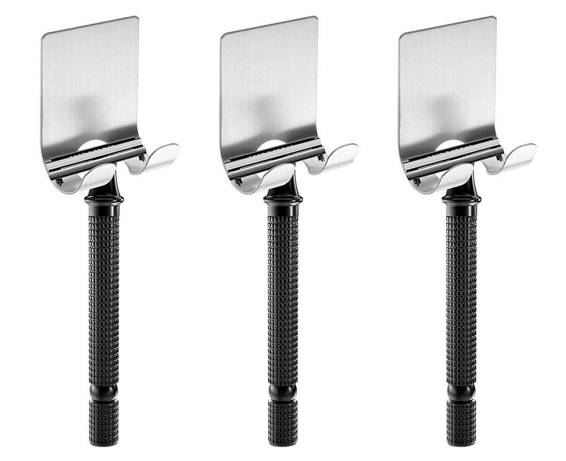 3 Pack Razor Holder Stand for Shaving Revolution Long Handle Double Edge Safety Razor - Black Modern Minimalist