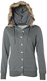  AJC Damen Sweatjacke mit Kapuze Grau meliert 40/42