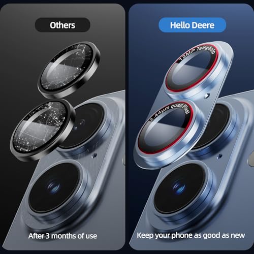 Image of HelloDeere 9H High-alumina Tempered Glass Camera Lens Protector for iPhone 17 Lens, Military-Grade Shatterproof with Strong Adsorption, Full Coverage Case-Friendly Cover (Light Blue, 17-2 Pack)