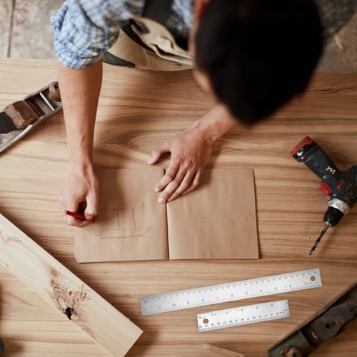 Conjunto de 3 peças de réguas de cortiça de aço inoxidável, 1 peça de 30,5 cm e 2 peças de réguas de