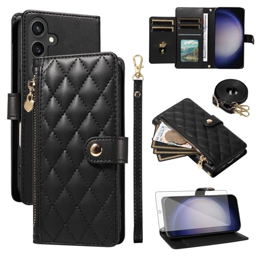 Coque portefeuille Samsung S23 FE avec verre trempé antichoc zippé