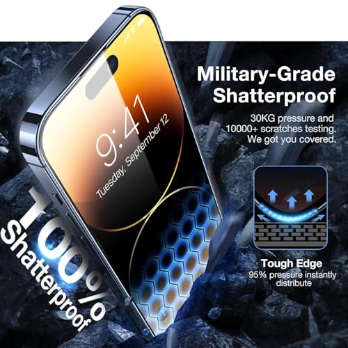 Image of Mr.Shield TI-Fit Tempered Glass Screen Protector Guard for iPhone 14 Pro, [1 Pack] [Easy Auto Alignment Frame] Case Friendly