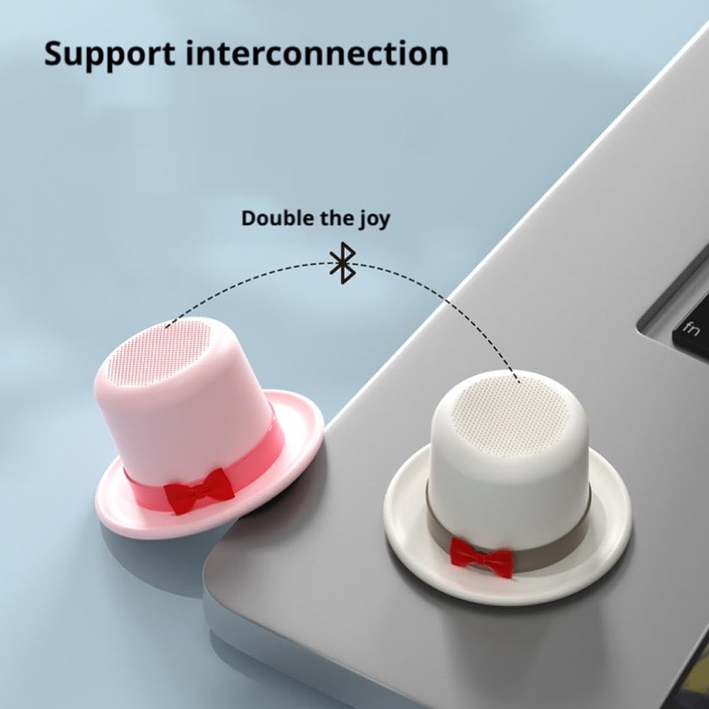 Magic Hat Bluetooth Speaker - Magnetic Phone Holder & Portable Wireless Speaker with Stereo Pairing, 360° HiFi Sound, 3H Playtime, Built-in Mic for Calls,Mini Speakers for Desk,Travel,Gifts(White) 4