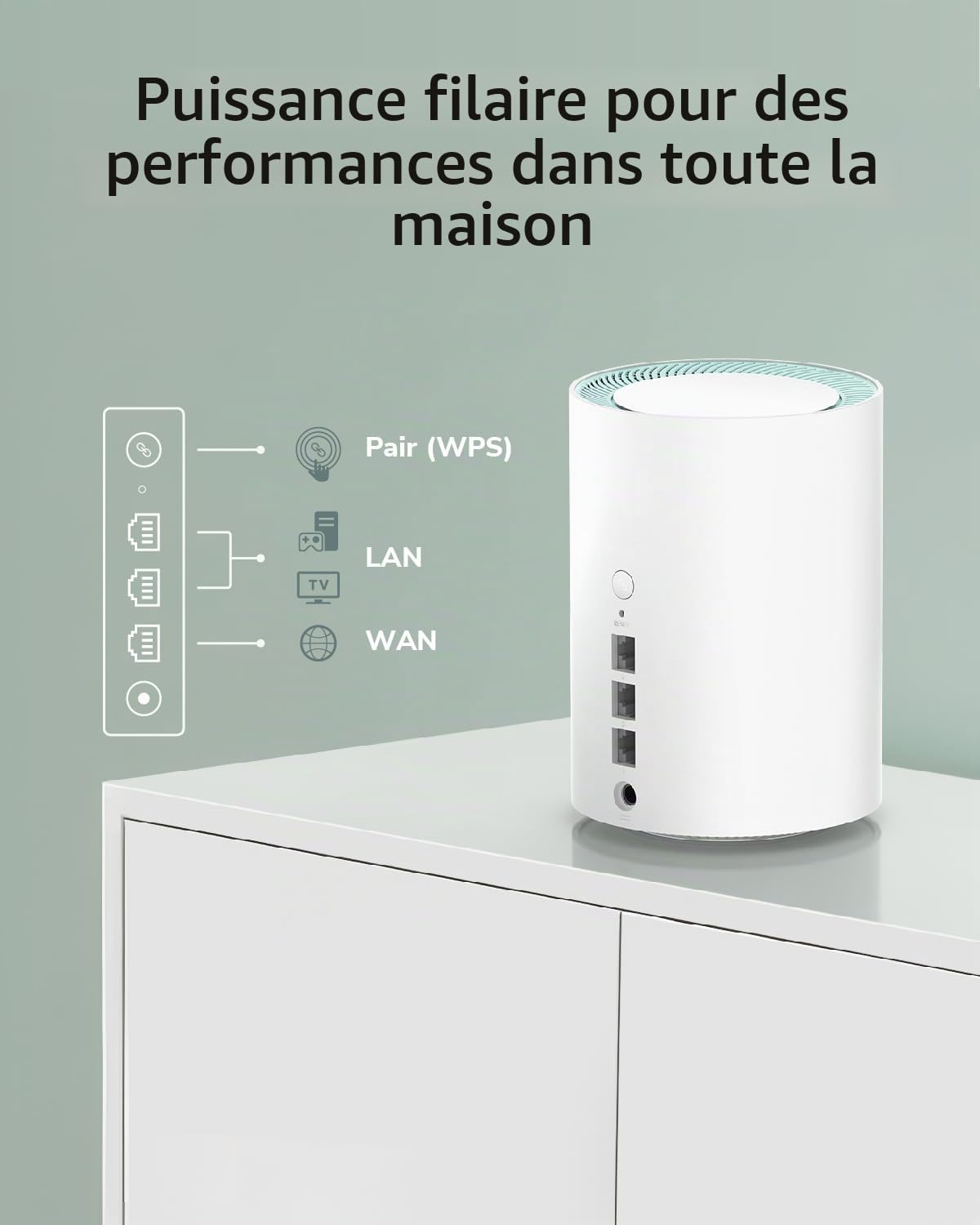 Cudy Système Wi-FI Maillé Double Bande AX1500 WiFi 6, Remplace Les Routeurs et Les Rallonges, Couvre Jusqu'à 100 m², 3 Ports Gigabit par Unité, Prend en Charge la Liaison Ethernet, M1500 Lot de 1