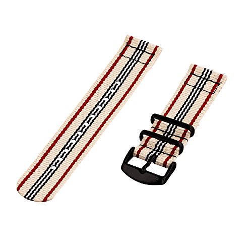 Clockwork Synergy - 18mm 2 Piece Classic Ballistic PVD Nylon White/Navy/Red Replacement Watch Strap Band