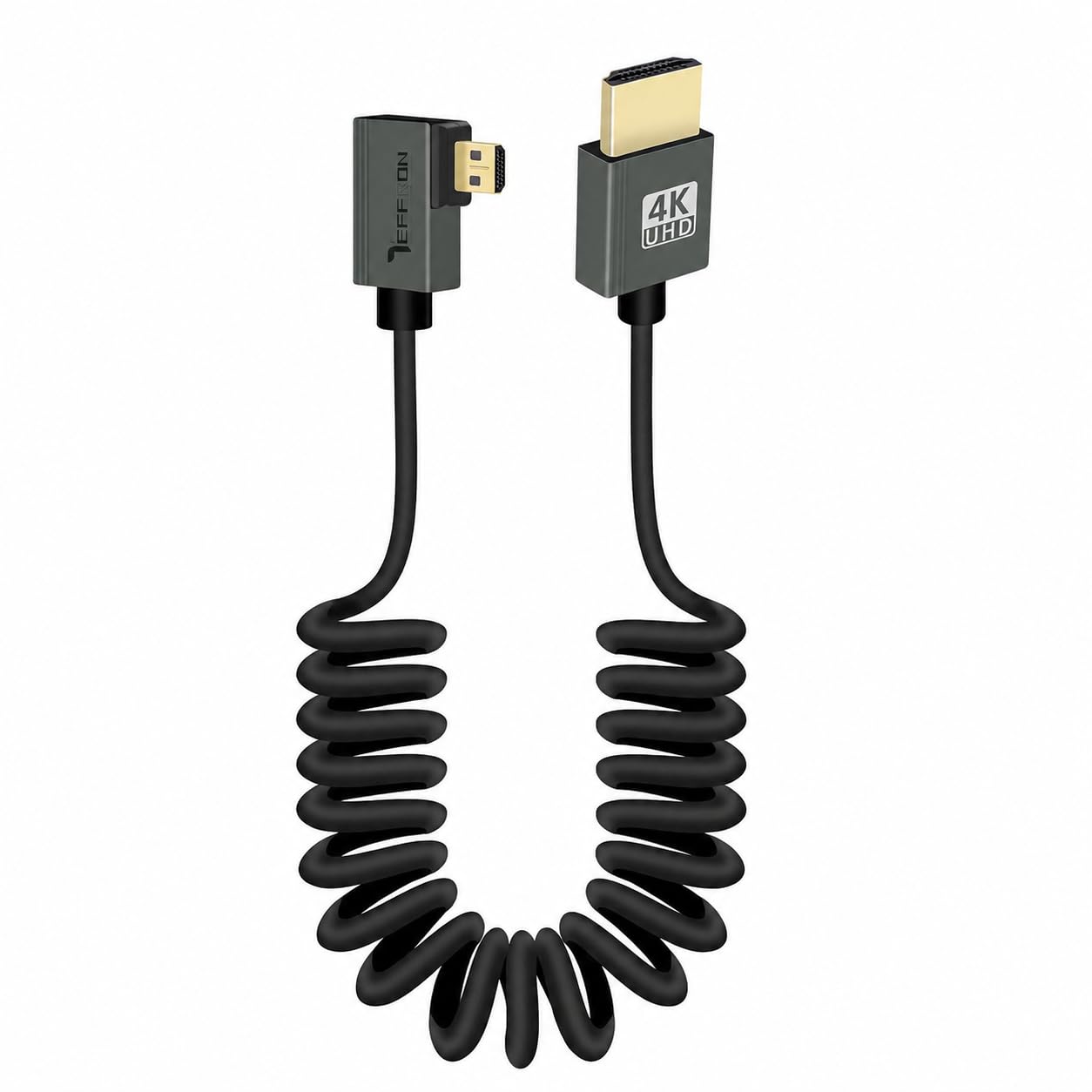 Ultra Slim 4K 120Hz 3D 1080P 90 Degree Left Angle 1 Meter Micro HDMI Male to HDMI Male Spiral Coiled Cable-image-49