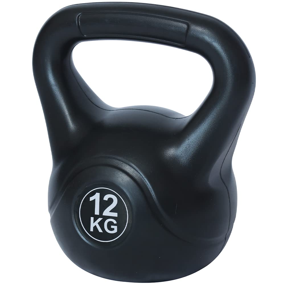 Kettlebell 12 Kg In PVC E Cemento - Impugnatura Anti-Scivolamento Per Allenamento Forza - Foto 11