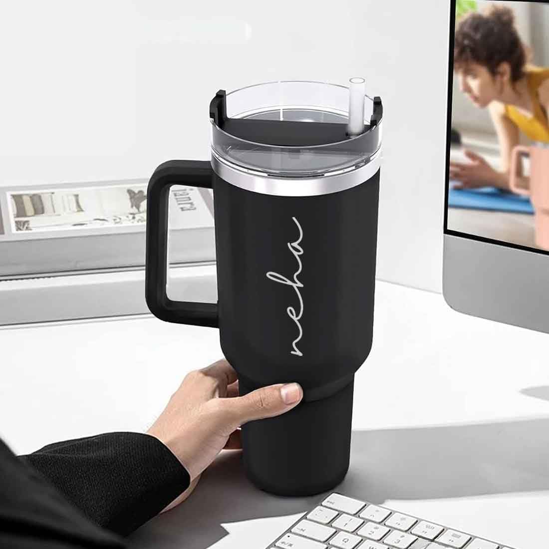 Nutcase Custom Coffee Tumbler with Lid and Straw Large Size Insulated Travel Mug 1200ml 4