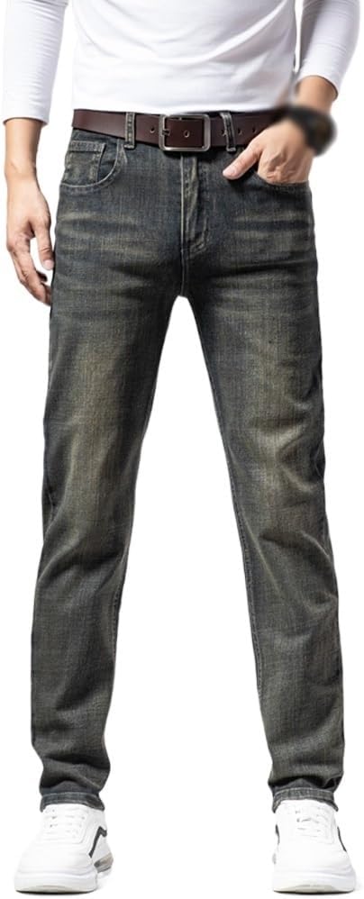Vintage Jeans Fall Casual Loose Straight Stretch Regular Fit Pants