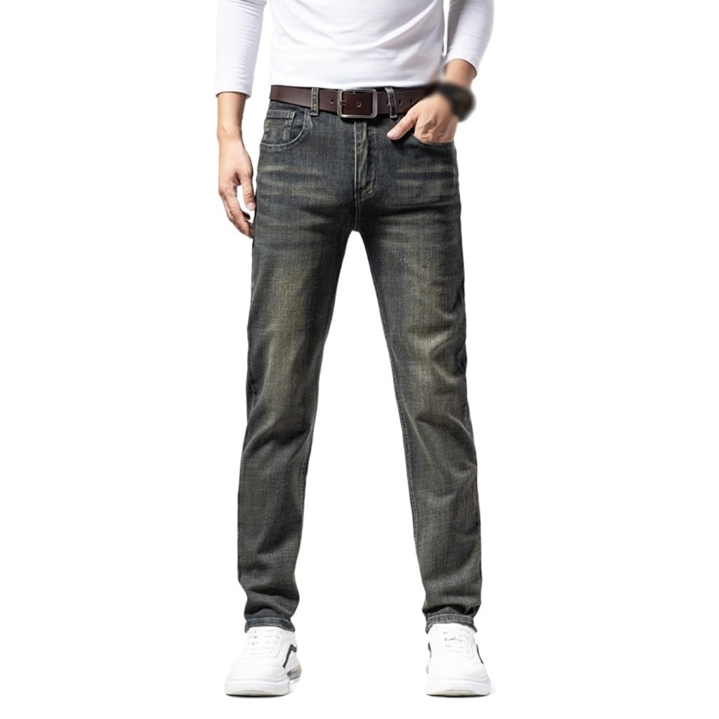 Vintage Jeans Fall Casual Loose Straight Stretch Regular Fit Pants