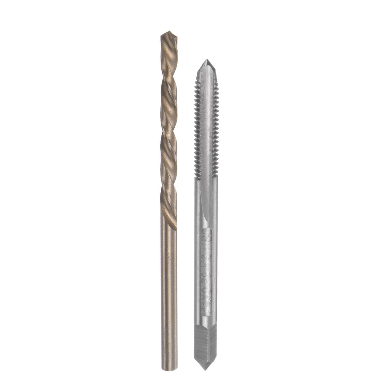 Unifizz Tap & Bit Sets, M4 x 0.75 H2 Straight Flute Machine Thread Milling Tap, 3.2mm M35 Cobalt High Speed Steel (HSS-CO) Twist Drill Bit