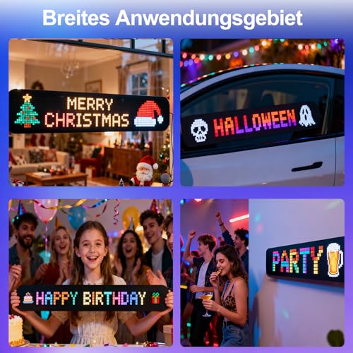 SIBI LIGHTING Led Augen, 12 x 60 cm Devil Eyes LED-Anzeige mit Fernbedienung & Bluetooth-App, DIY Programmierbare, Flexible LED Laufschrift für Auto, Lkw, Werbung, Party-Deko