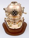 Taucherglocke Taucherhelm Original Replikat Mark V Mod-1 US Navy H ca. 20 cm Kupfer-Messing- mit Holzsockel