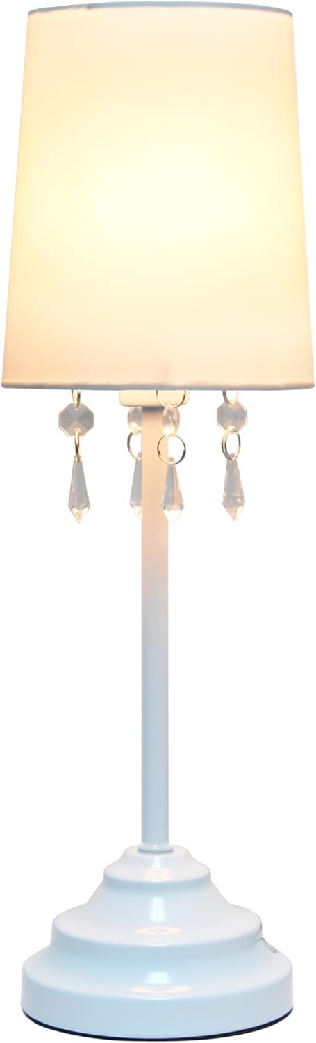 Simple Designs 17.25" Chic and Stylish Crystal Adorned Table Lamp - White