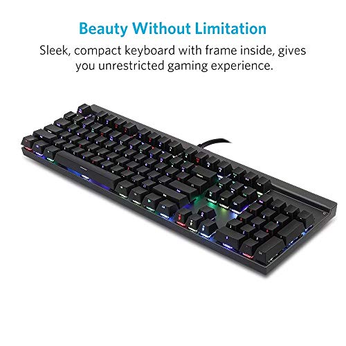 FOELANNE Clavier Gaming, Clavier de Jeu mécanique 104 Touches, rétroéclairage RVB, 14 Modes, Interrupteur Bleu, Noir – vue 4