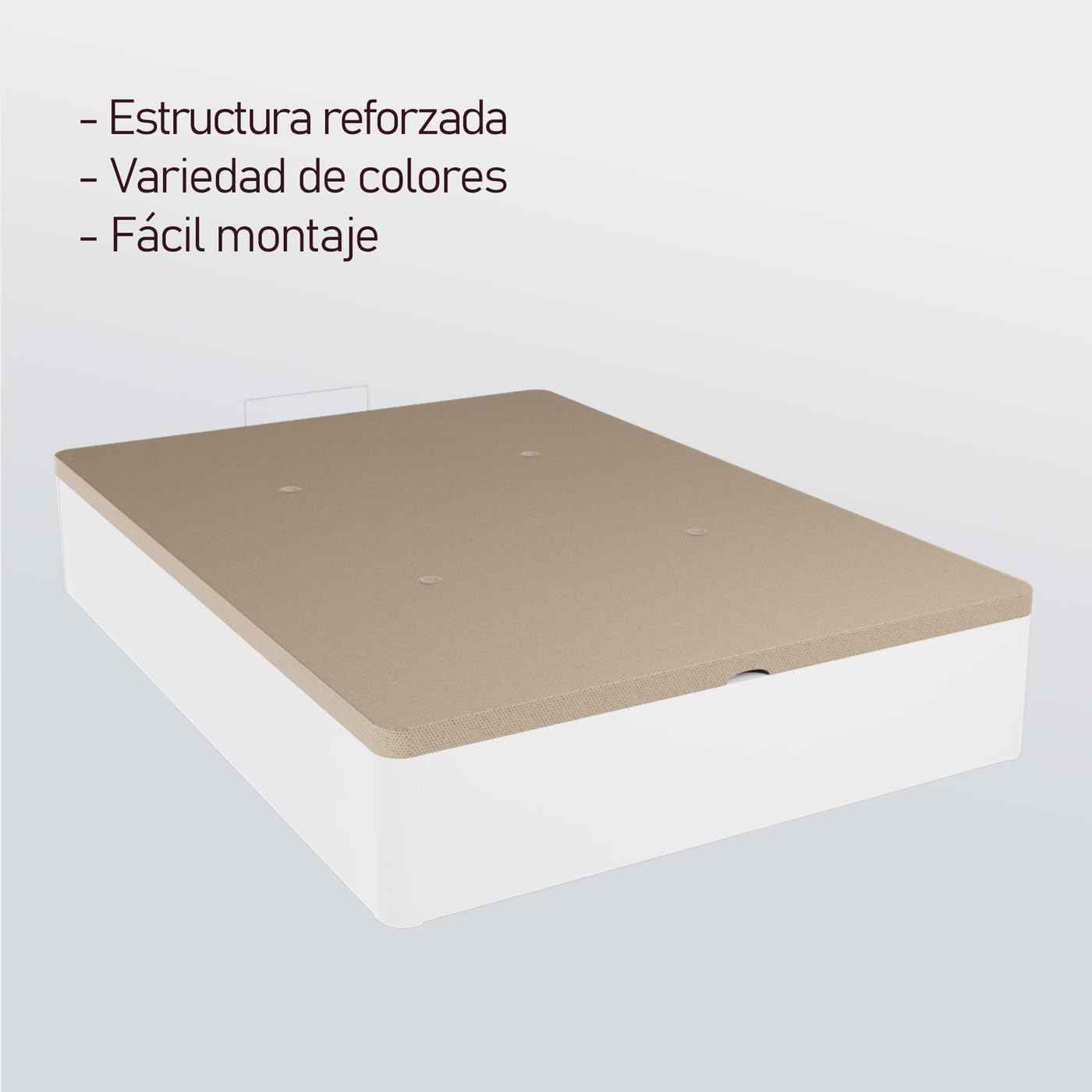amuéblate Online - Canapé Abatible Súper Reforzado Gran Capacidad con Tapa Transpirable, Esquinas Redondeadas, 135 x 190, Blanco