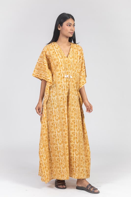 Image of NIHSAMAH Cotton Kaftan Nighty for Women, Printed Premium Stylish Loungewear, Comfortable Nightwear, Sleepwear for Ultimate Relaxation