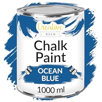 Creative Deco Ocean Blue Chalk Paint for Furniture | 1L | Deep Blue Matte & Chalky Finish | Smooth Touch for Interiors | Quick Dry | Navy Furniture Paint for Wood & Renovation