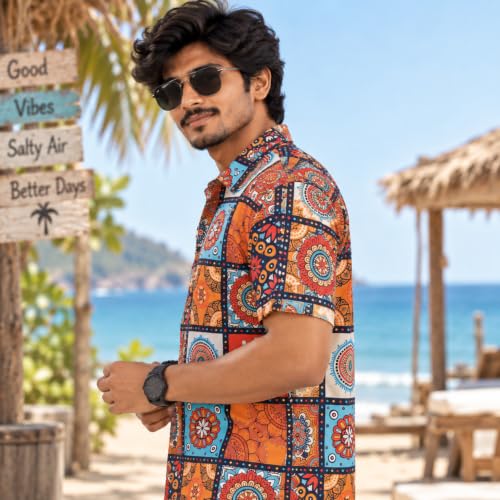 Image of BROWN CULTURE Printed Shirts for Men | Half Sleeve Shirt for Men's | Cotton Half Sleeve | Cotton Blend Shirts for Men | Casual Printed Shirt | Stylish Everyday Wear