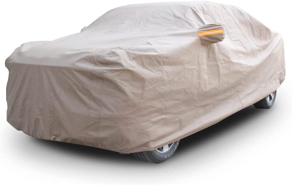Tecoom Thick Shell Truck Pickup Car Cover Waterproof Windproof with Straps Buckles Antenna Patch Fit for Ford F150 Ram 1500 Chevy Silverado Toyota Tundra GMC Sierra Full Size Truck Length Up to 233" Brown TL: Fit Full Size Truck Length Up to 233 Inches