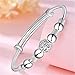 Sterling Silver Bracelets For Women 925 Sterling Silver Beads Bangle Bracelet Transfer Lucky Cuff Bracelet Adjustable Fashion Women Jewelry