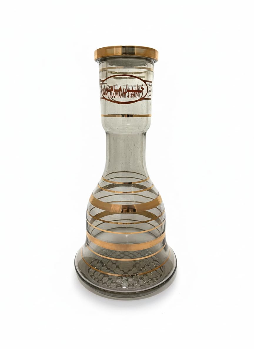 Khalil Mamoon Authentic 2-Level Large Glass Hookah Vase Hand-Painted Gold Banding Professional Tall Series
