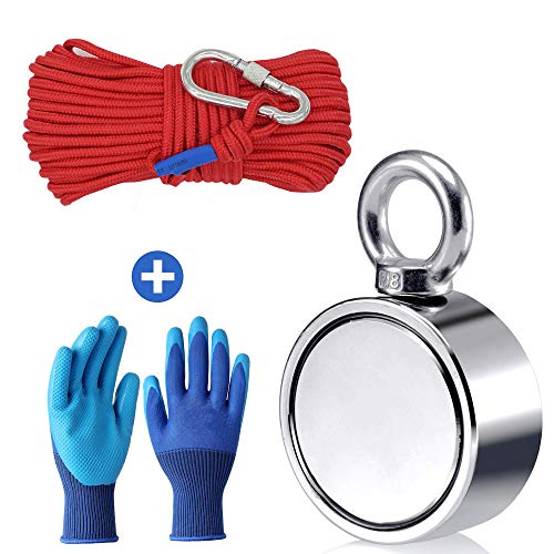image for seedoo Fishing Magnet with Rope Glove Set, 660LB Pulling Force Super S