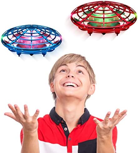 Force1 Scoot Duo Hand Operated Drone for Kids or Adults - 2pk Hands Free Motion Sensor Mini Drone, Easy Indoor Small UFO Toy Flying Ball Drone Toys for Boys and Girls (Red and Blue)
