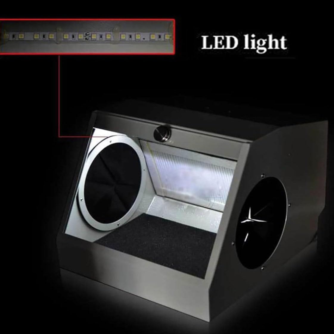 Dental Lab Dust Box con estrazione dell'aria, dispositivo di filtraggio e sorgente luminosa LED 5500K per sabbiatura, previene la fuoriuscita della polvere, migliora la sicurezza del laboratorio