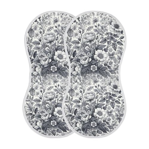 Muslin Baby Burp Cloths, Sketching Flowers Cotton Soft Burp Cloths for Newborns​​, Extra Absorbent Burp Cloths 2-Pack​​, 22 x 11 Inch