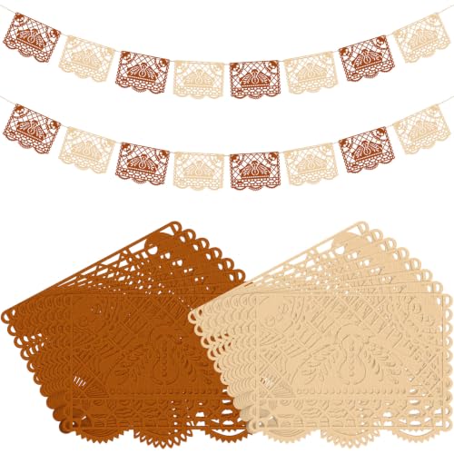 Image of Simgoing 4 Pack Papel Picado Classroom Decor Wooden Mexican Banners,Vintage