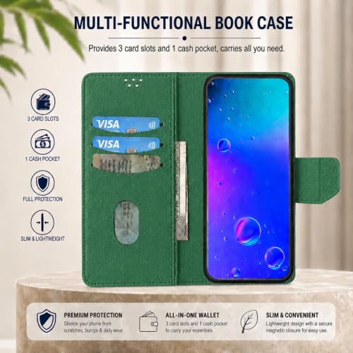 Image of SBMS Flip Cover for Oppo K13 5G Back Cover Case with Magnatic Closure | Inbuilt Stand | Card & Money Pocket (MatGreen)