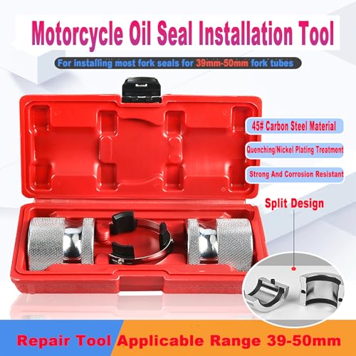 Image of Motorcycle Adjustable 39-50mm Fork Seal Driver Tool,Fork Seal Driver Oil Seal Installation Tool Set for Motorcycle Bike with Storage Box Design (with Plastic Box)