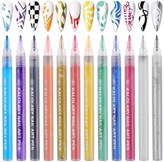12 Color 3D Nail Art Painting Pen, Kalolary Nail Point Graffiti Dotting Pen Drawing Painting Liner Brush for Fall DIY Nail Art Beauty Adorn Manicure Nail Dotting Tools Gift for Halloween Christmas