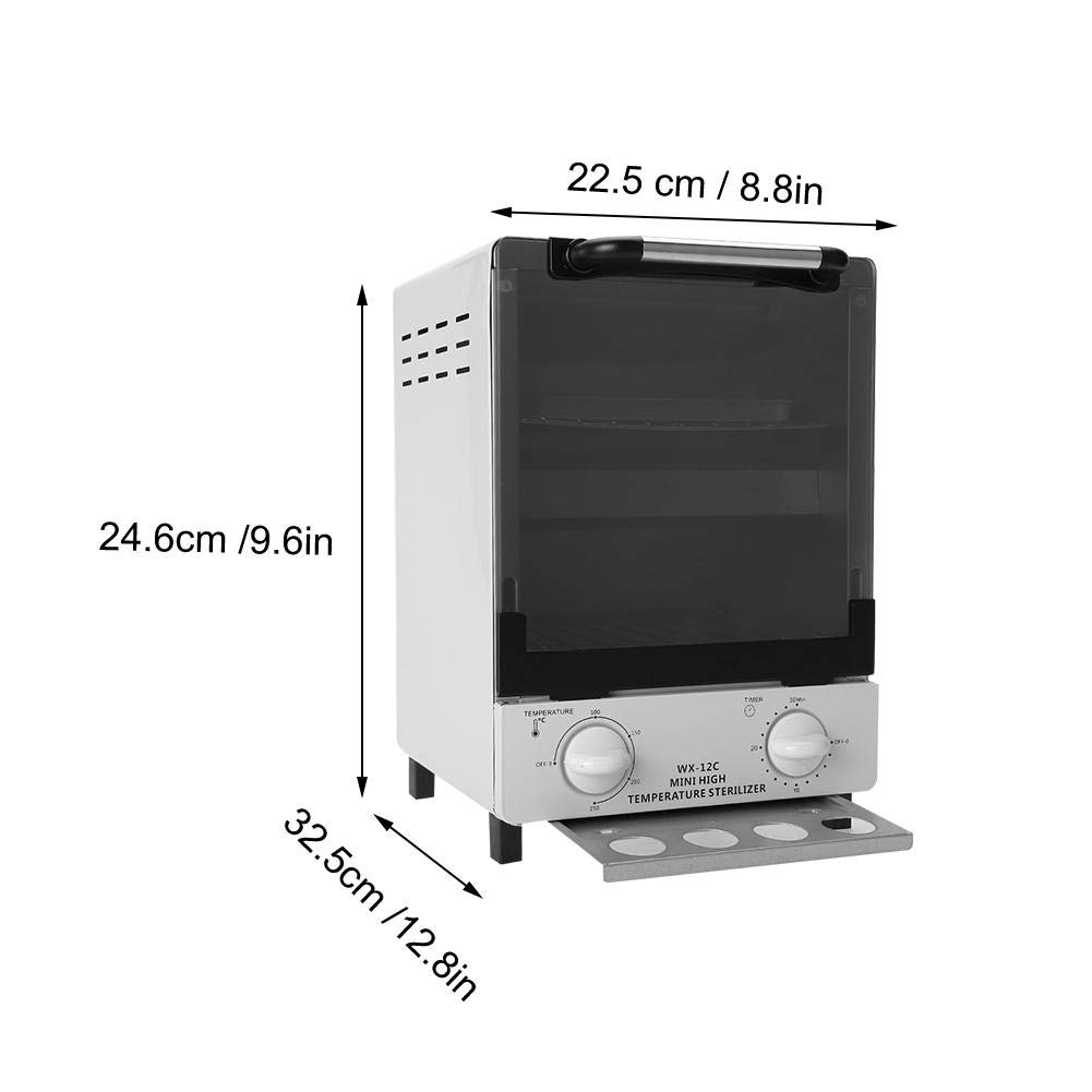 Dioche Esterilizador de alta temperatura, 10 l caja de esterilización, armario de esterilización infrarroja, dispositivo desinfectante para accesorios de manicura y herramientas de peluquería