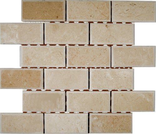 Crema Marfil 2X4 Beveled Marble Mosaic Tiles