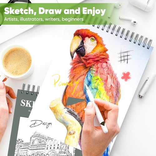 Image of Soucolor Sketch Book 9x12, Drawing Paper Pad 68lb /100gsm Acid-Free | 100 Sheets,Top Spiral Sketchbook for Kids Adults, Art Supplies Sketch Pad for Drawing Illustration College Essentials
