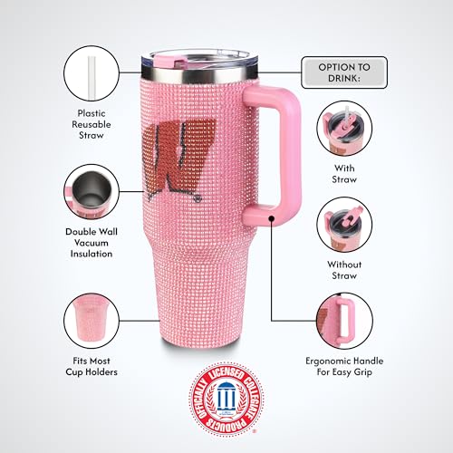Image of The Memory Company Officially Licensed 40oz Pink Bling Game Day Tumbler, University of Wisconsin