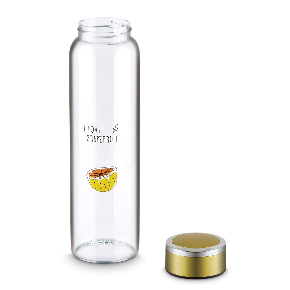 Freelance Ambrosia Glass Water Bottle 600 ml Grapefruit - Borosilicate Glass Bottle for Fridge - BPA-Free, Leak-Proof Lid for Office, Gym, Outdoors - Eco-Friendly, Reusable Water Bottle Glass - Image 2 thumbnail