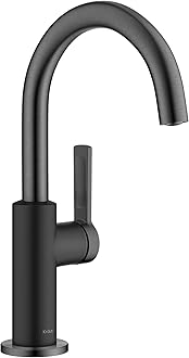 KRAUS Oletto Single Handle Kitchen Bar Faucet in Matte Black/Spot Free Black Stainless, KPF-2822MBSFSB