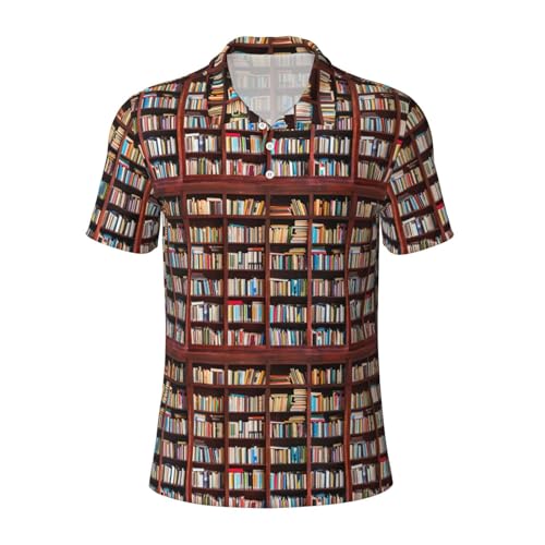 Polo respirant pour homme imprimé livres manches courtes bureau voyage affaires décontractées