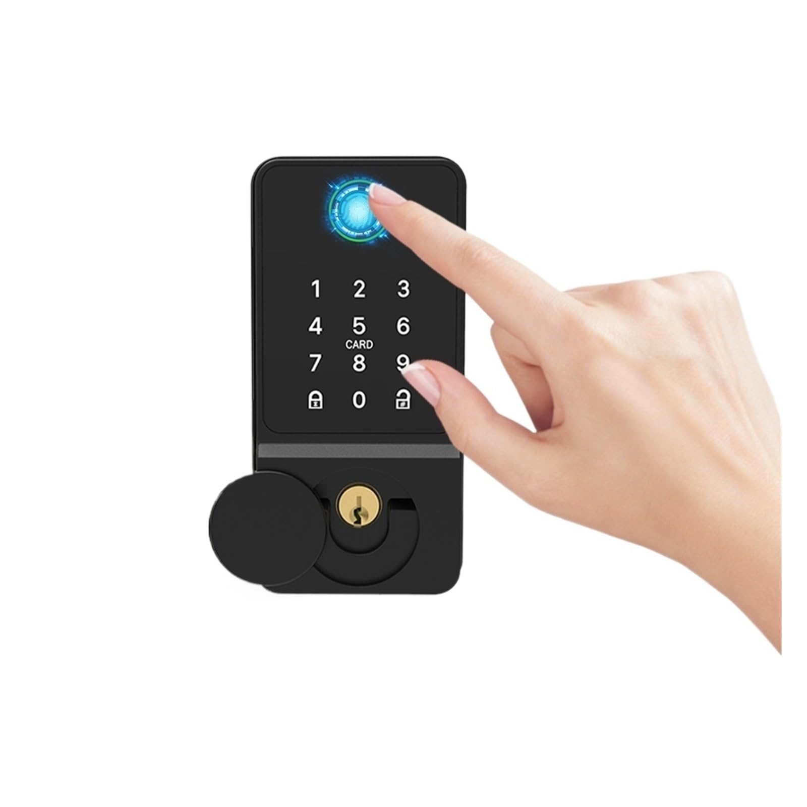 Serratura intelligente, Lucchetto impermeabile con impronta digitale e password, chiusura automatica for porte in legno, controllo Bluetooth e app