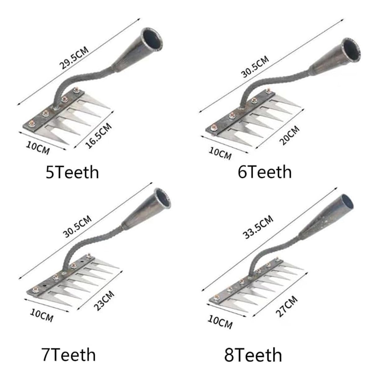 Rastrello da giardino in acciaio al carbonio con 5/6/7/8 denti, Ironrake 2.0, rastrello da giardino in ferro for lavori pesanti, for giardinaggio efficiente, scarificazione e dissodamento del prato, n