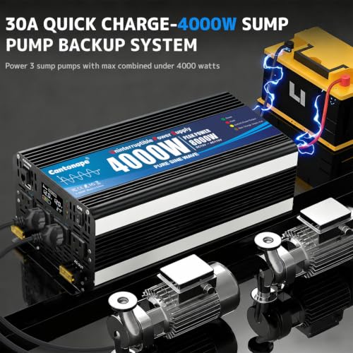 Image of Cantonape 4000W Sump Pump Backup Battery System, Pure Sine Wave Output