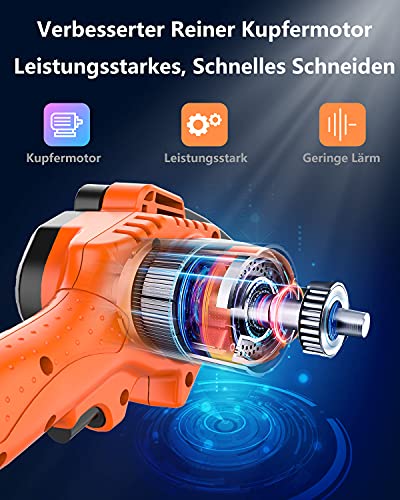 Mini Kettensäge Elektro, MHDYT 4 Zoll Akku Kettensäge mit Sicherheitsschloss, Kabellose Einhand Motorsäge mit 2 21V… – Bild 4