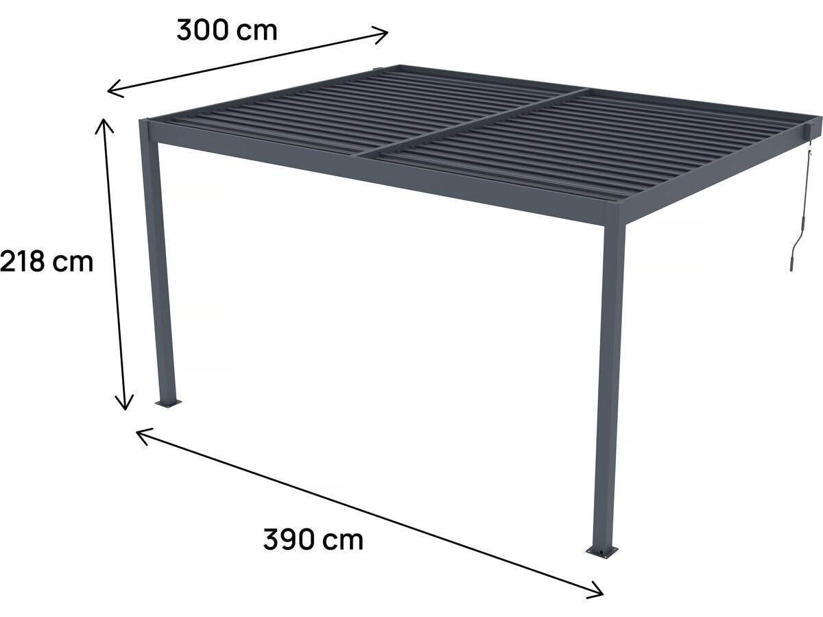 Pergola addossata in alluminio "Windsor" - Grigio antracite - 3 x 4 m
