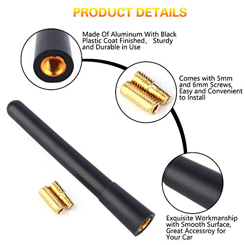 Car Ariel Antenna, Universal Car Stubby Aerial Antenna Short Car AM FM Aerial Antenna Mast Screw on Type Black