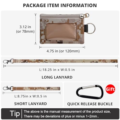 Image of CHENSPRX Travel Small Wallet with RFID,Lanyard,ID Card Holder and Keychain for Men /Women-Zippered Slim Pouch for Credit Card,Coins,Cash,Key (Khaki Camouflage)